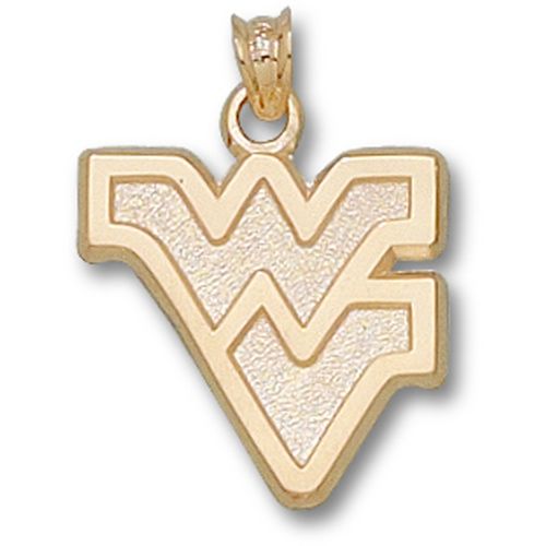 West Virginia University Pendant - 10k Gold Outlined Wv 5/8