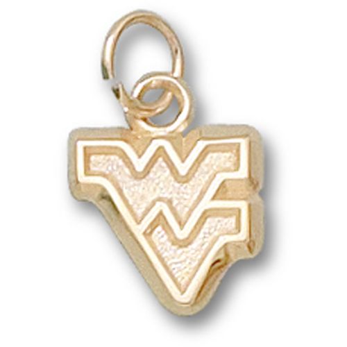 West Virginia University Pendant - 10k Gold Outlined Wv 3/8