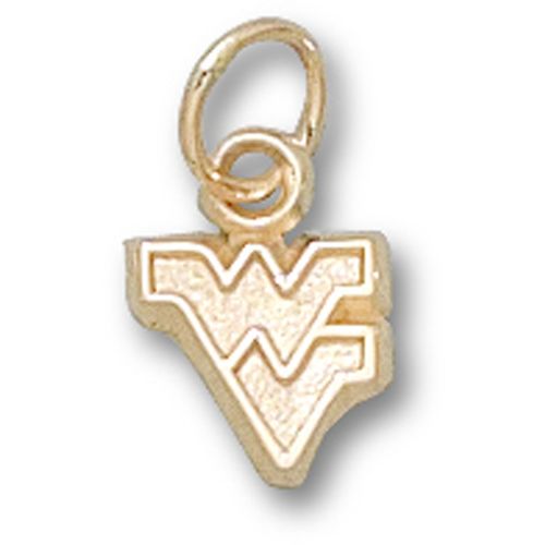 West Virginia University Pendant - 10k Gold Outlined Wv 1/4