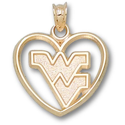 West Virginia University Pendant - 10k Gold Heart Wv 5/8