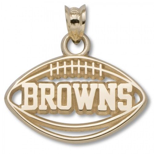 Cleveland Browns Pendant - 10k Gold Pierced Football