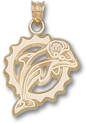 Miami Dolphins Pendant - 10k Gold Pierced Football