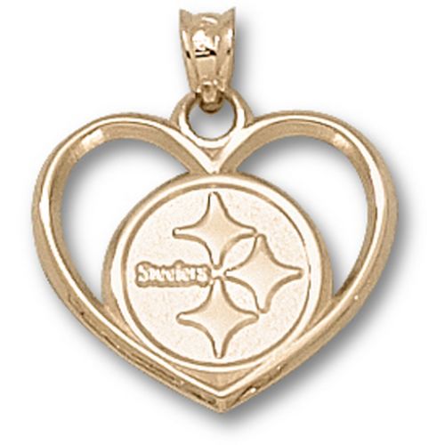 Pittsburgh Steelers Pendant - 10k Gold Logo Heart