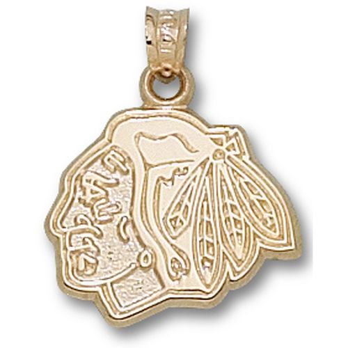10k Yellow Gold Chicago Blackhawks Pendant - Head Logo