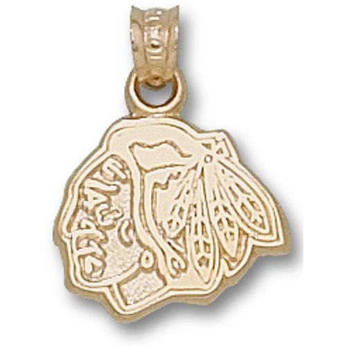 10k Yellow Gold Chicago Blackhawks Pendant - Blackhawk Head
