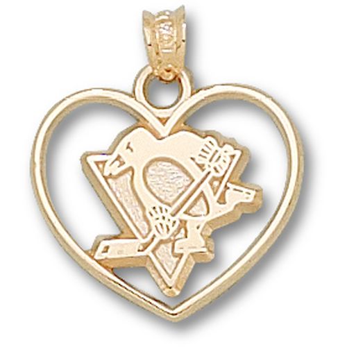 Pittsburgh Penguins Pendant - 10k Gold Penguin Heart 1/2