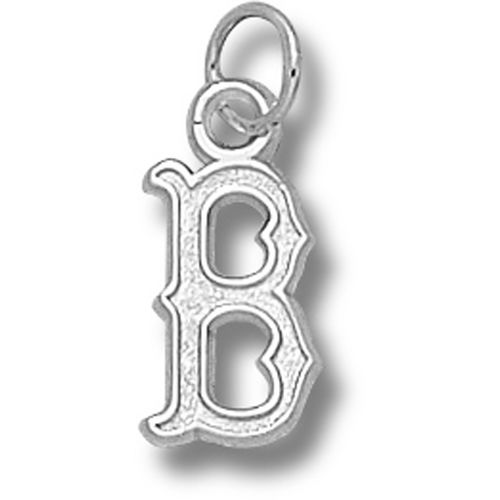 14k White Gold Boston Red Sox Dangle Pendant - ""B"" 1/2