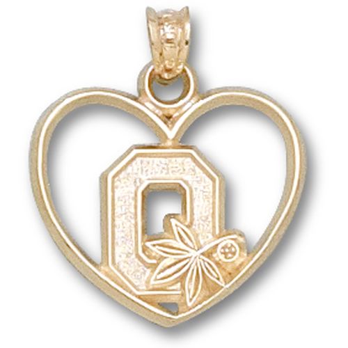 Ohio State University  Dangle / Heart Pendant - Block ""O"" Heart 5/8