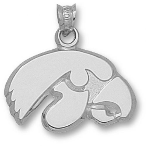 14k White Gold University of Iowa Dangle Pendant - Tiger Hawk 1/2