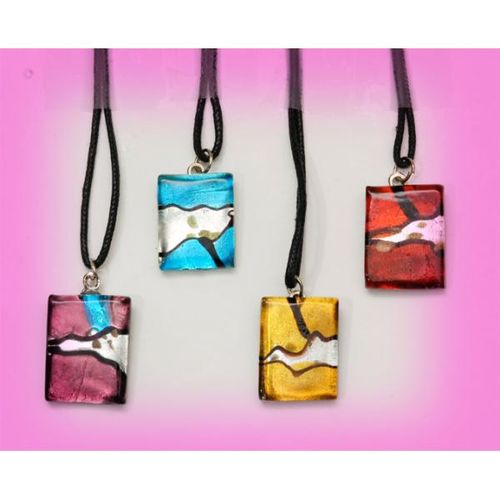 Glass Necklaces with 18"" Black Cord - Rectangular Case Pack 12
