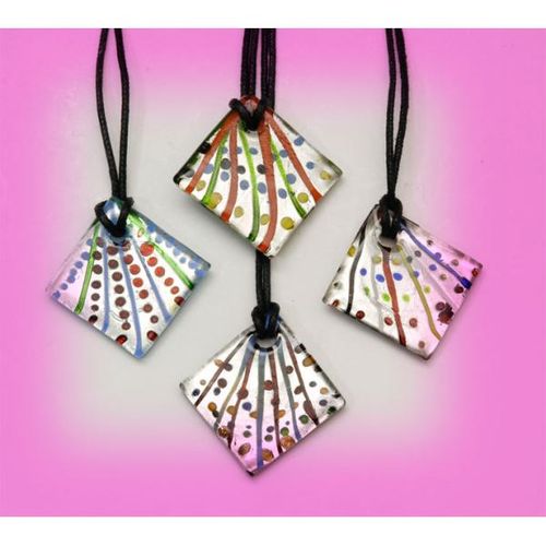 Glass Necklaces With 18"" Black Cord - Diamond Case Pack 12