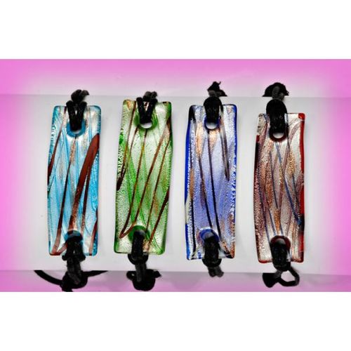 Glass Bracelets W/Adjustable Black Cord- Rectangle Case Pack 12