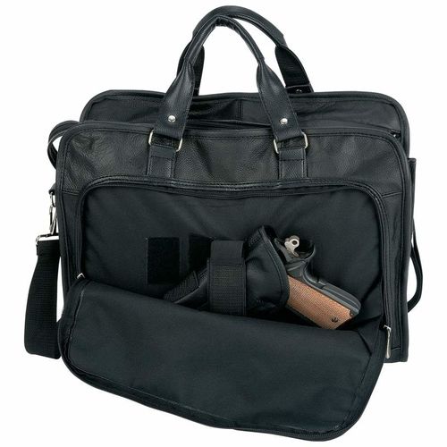 Embassy&trade; Solid Genuine Leather Portfolio/Briefcase with Gun Holster