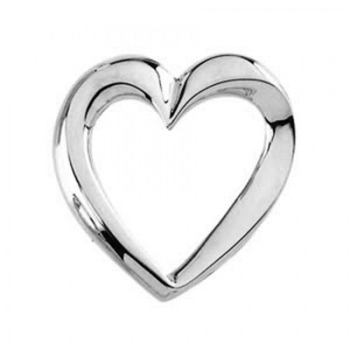14k White Gold Heart Chain Pendant Slide