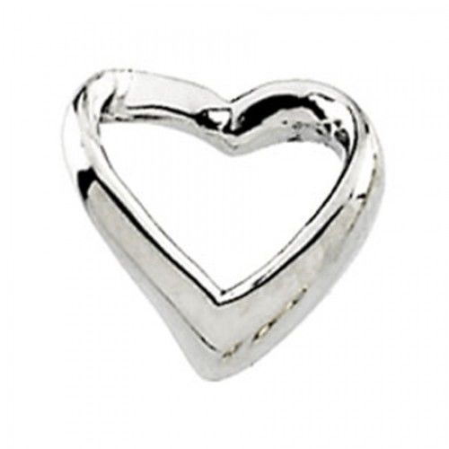 14k White Gold Simple Heart Chain Pendant Slide