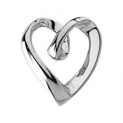 14k White Gold Heart-Throb Chain Pendant Slide