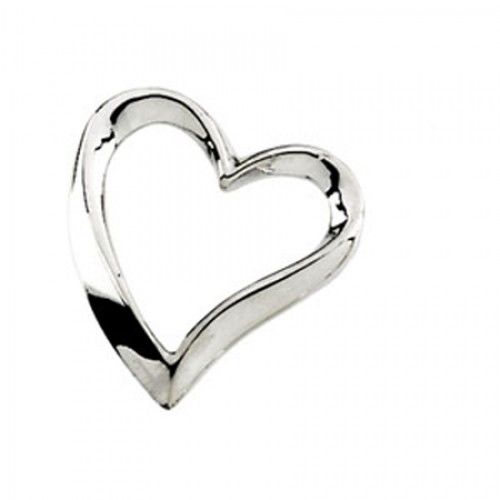 Heart Chain Pendant Slide 14k White Gold