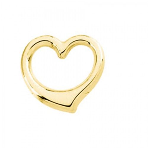 14k Yellow Gold Wide Heart Chain Pendant Slide
