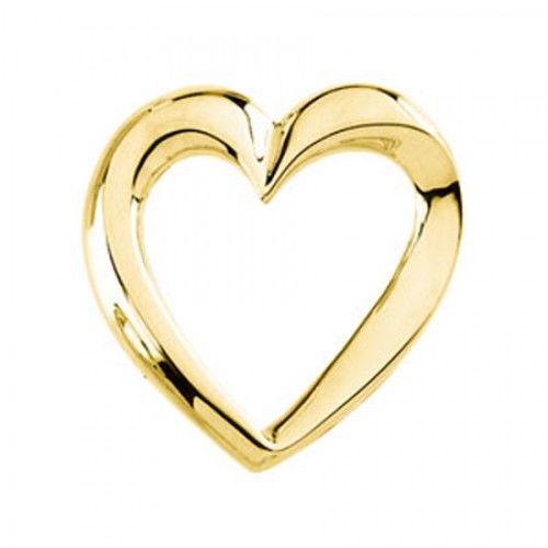 14k Yellow Gold Lovely Heart Chain Pendant Slide