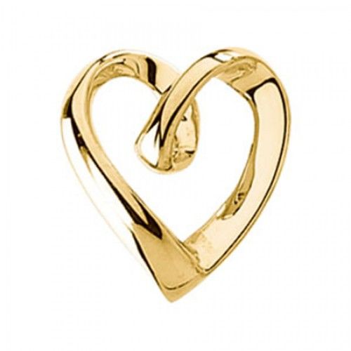 14k Yellow Gold Lone Heart Chain Pendant Slide