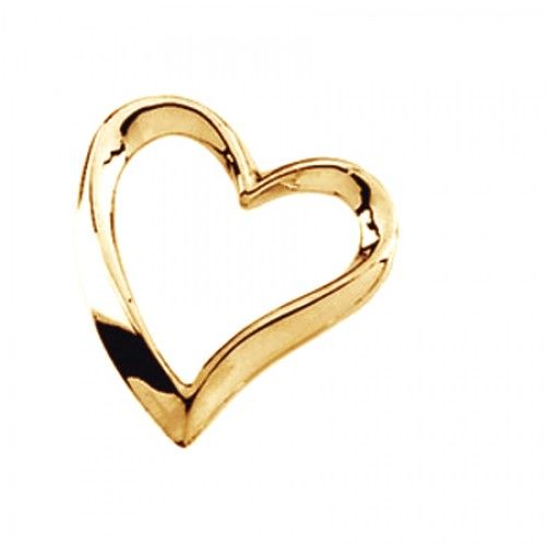 14k Yellow Gold Heart Chain Pendant Slide