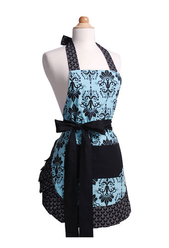 Flirty Aprons Women's Apron Aqua Damaske