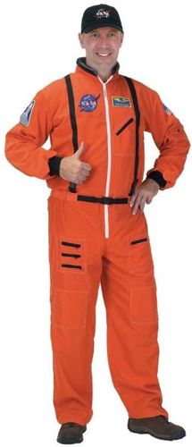 Astronaut Suit Men's Costume, Orange- Large