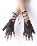 Gloves Fishnet Fingerless Black