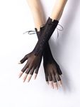 Gloves Fishnet Fingerless Black Long