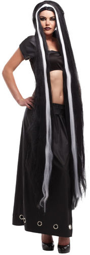 Wig Black 60 Inch White Stripe