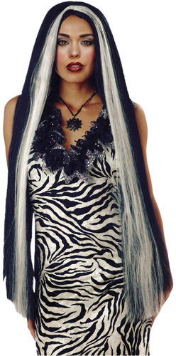 Wig 36 Inch Long White Streaked