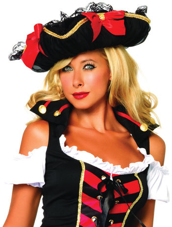 Costume Pirate Hat w/Chiffon