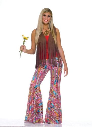 Women's Costume Pants: Wild Swirl Bell Bottoms- Standard