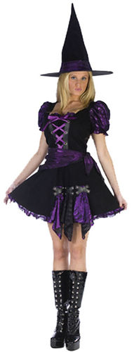 Women's Costume: Witch Purple Punk- Small/Medium
