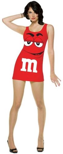 Women's Costume: Red M&M Tank Dress- Standard