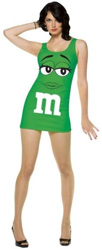 Women's Costume: Green M&M Tank Dress- Standard