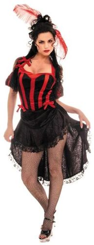 Women's Costume: Can Can, Black/Red- Medium