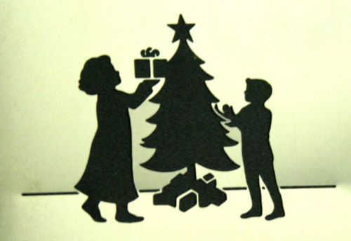 Stencil Christmas Tree Family