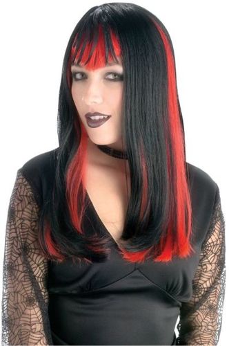 Widow Black Wig w/Red