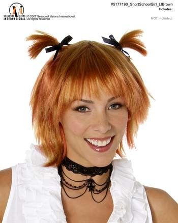 Short School Girl Wig Light Brown