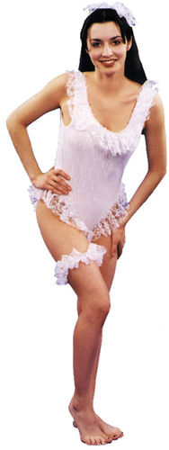 Women's Tank Leotard: Evening Lace, White- Large