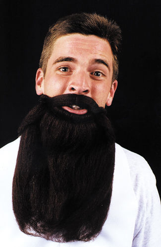 Costume Facial Hair: Black Mustache and Beard 14"" Case Pack 2
