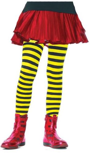 Tights Child Striped Black/Yellow 7-10 Case Pack 2
