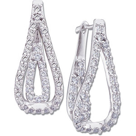 Diamond Drop Earrings - 14k White 1cttw