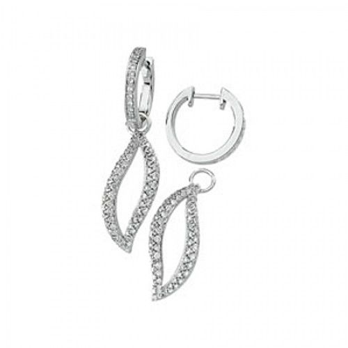 14k White Gold Diamond Dangle Earrings 1 1/2cttw