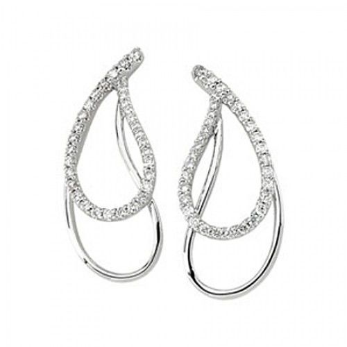14k White Gold Diamond Dangle Earrings - 3/4cttw