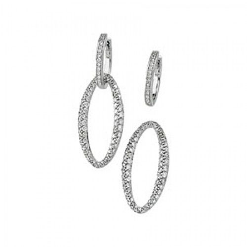 Diamond Dangle Earrings - 14k White 1 3/4cttw