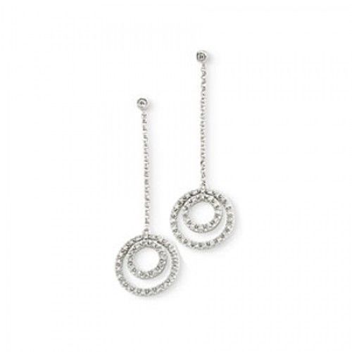Diamond Circle Earrings - 14k White 3/8cttw