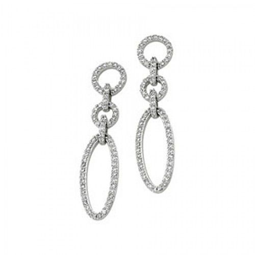 14k White Gold Diamond Dangle Earrings - 5/8cttw