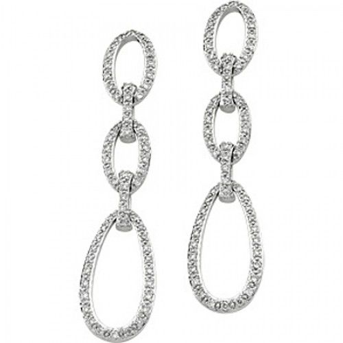 Diamond Dangle Earrings - 14k White 5/8cttw